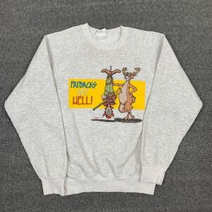 Vintage Paybacks Are Hell Funny Hunting Sweatshirt Men's Large Gray Pullover 80s